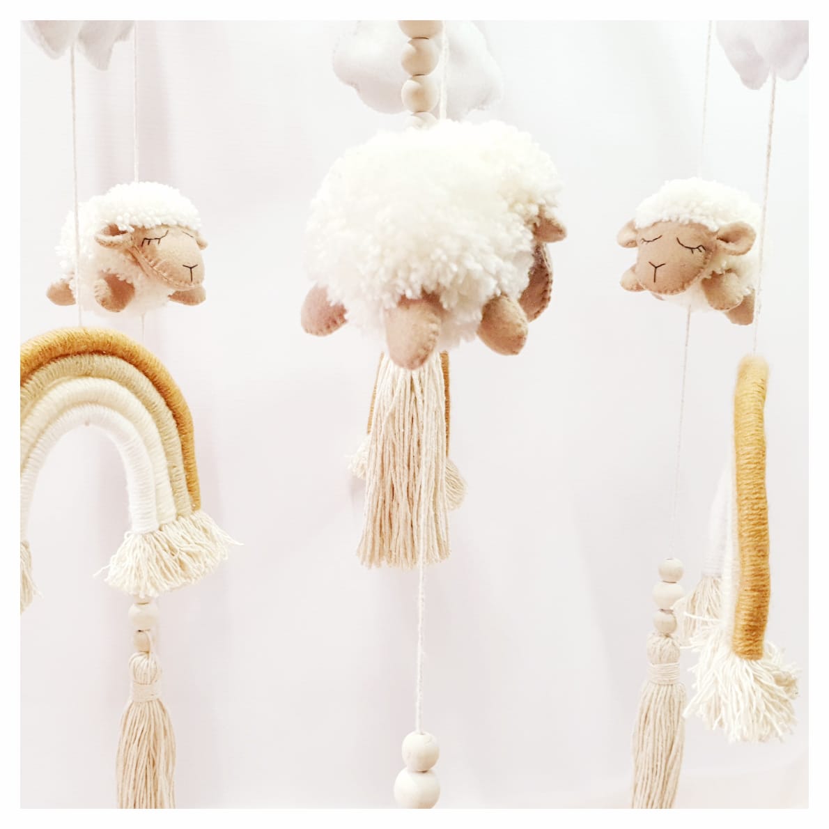 Beaded Boho Sheep Mobile