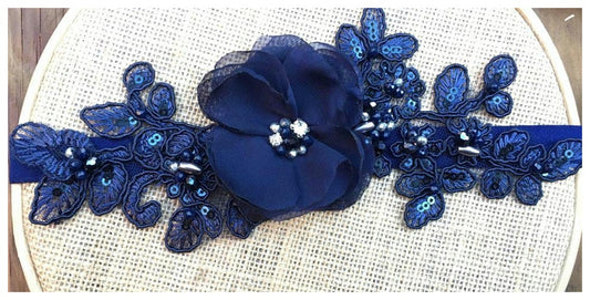 Navy Lace Garter
